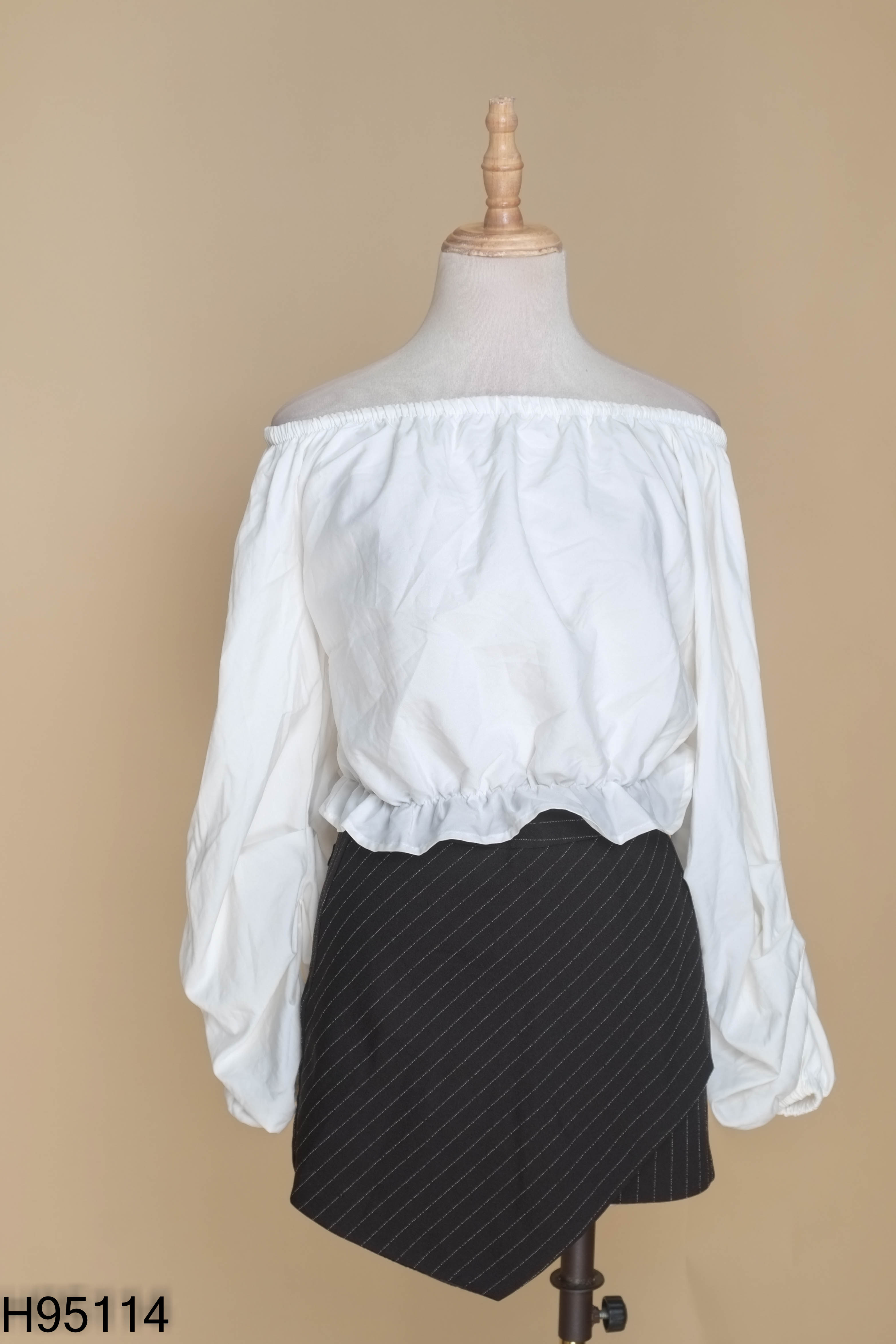 Set áo trắng+shorts kẻ A ZI MAO