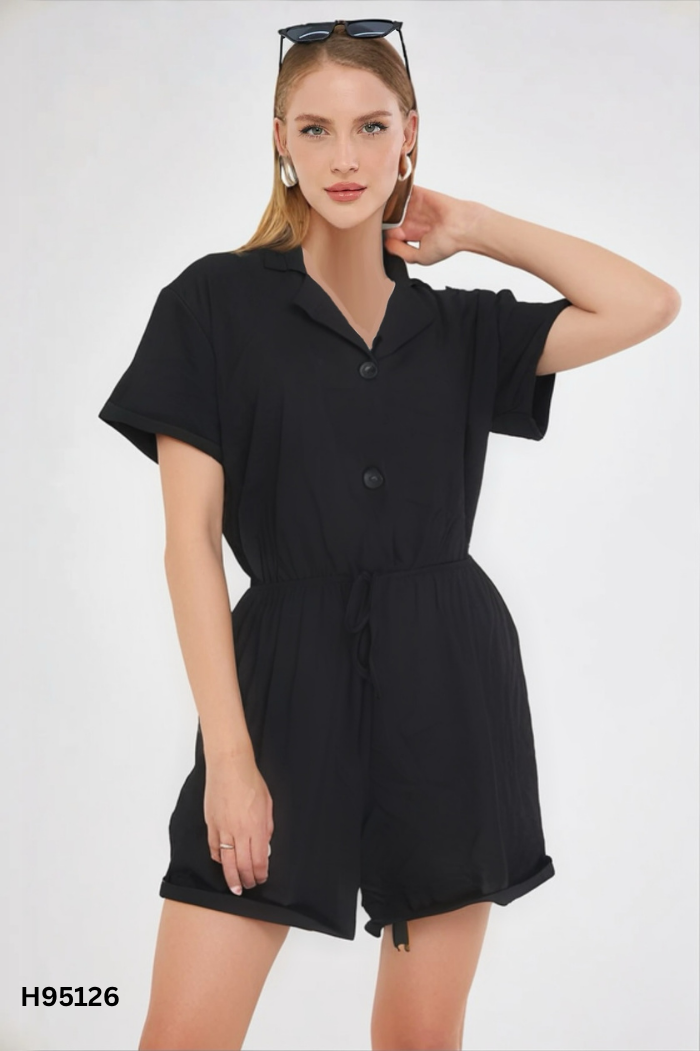 Jumpsuits đen eo chun