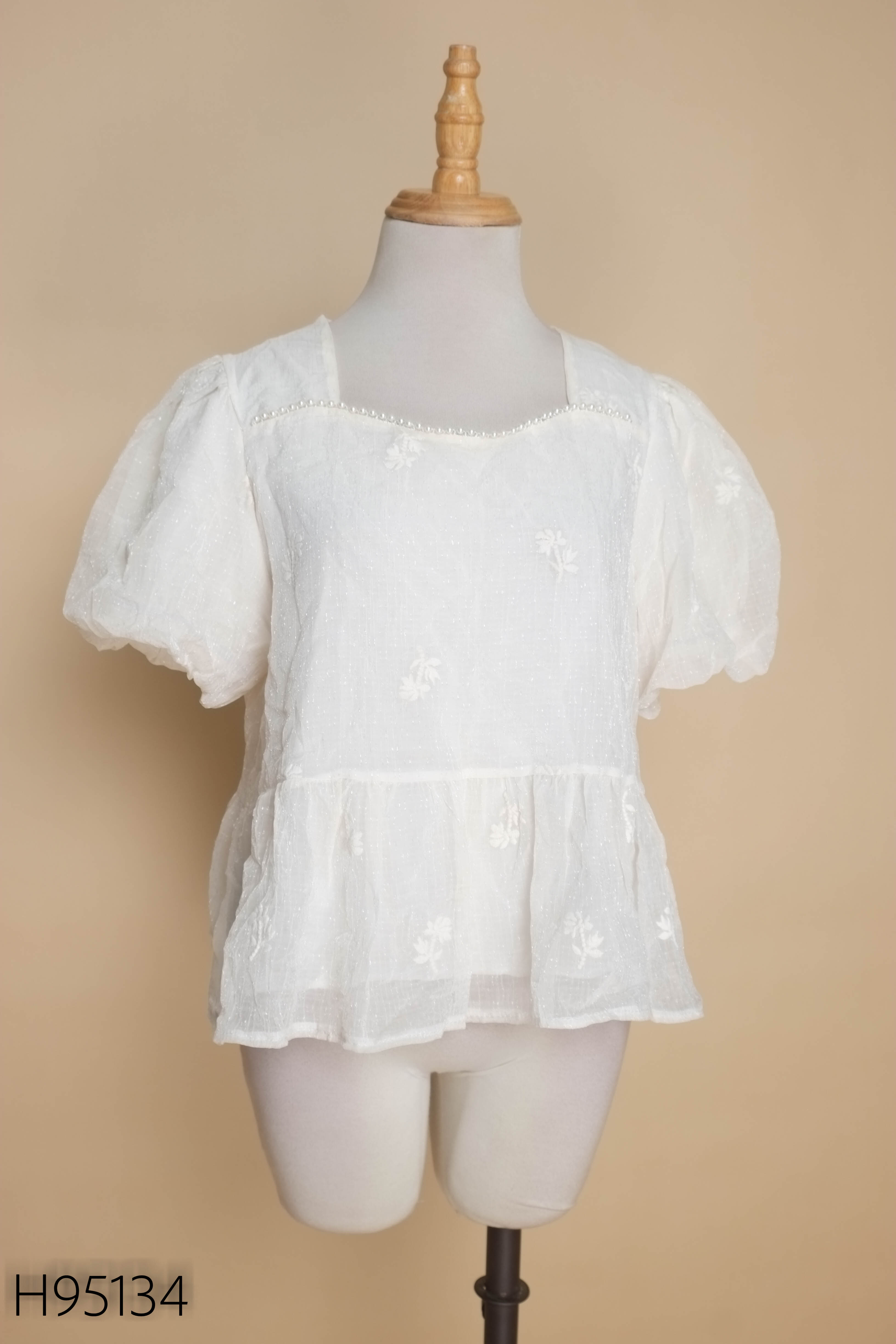 Áo babydoll be đính ngọc viền