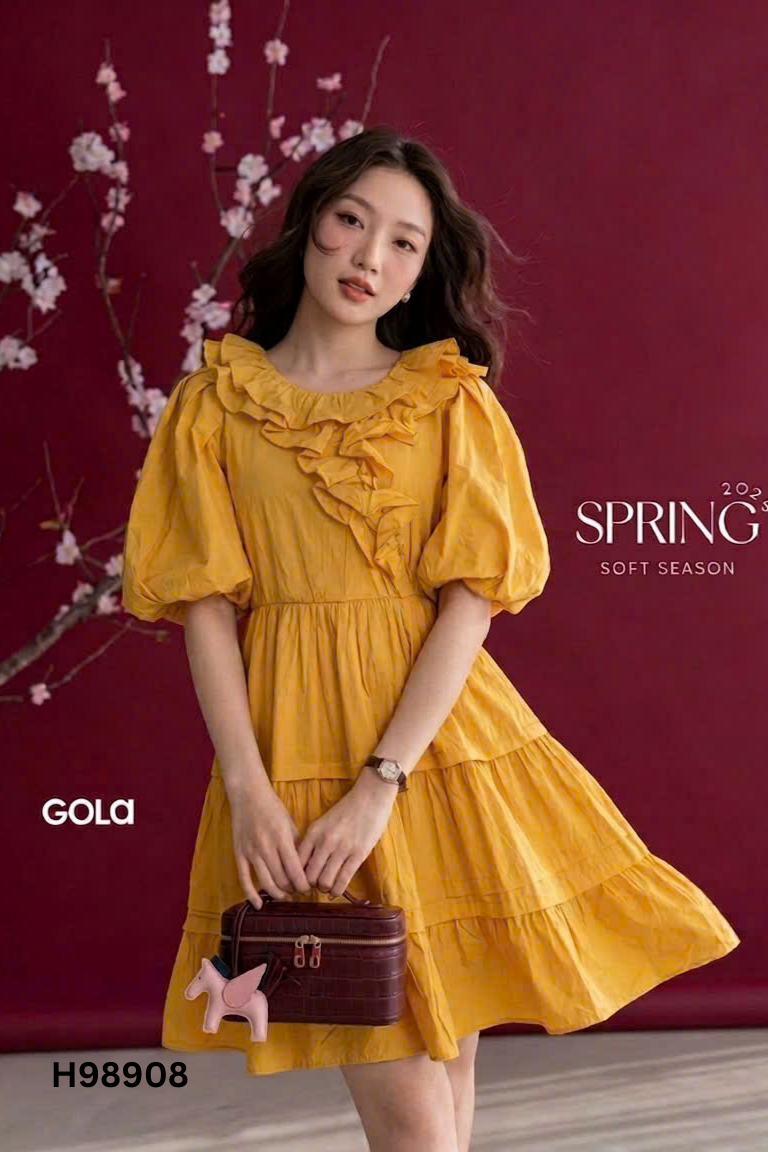 Váy VERO MODA vàng cổ bèo