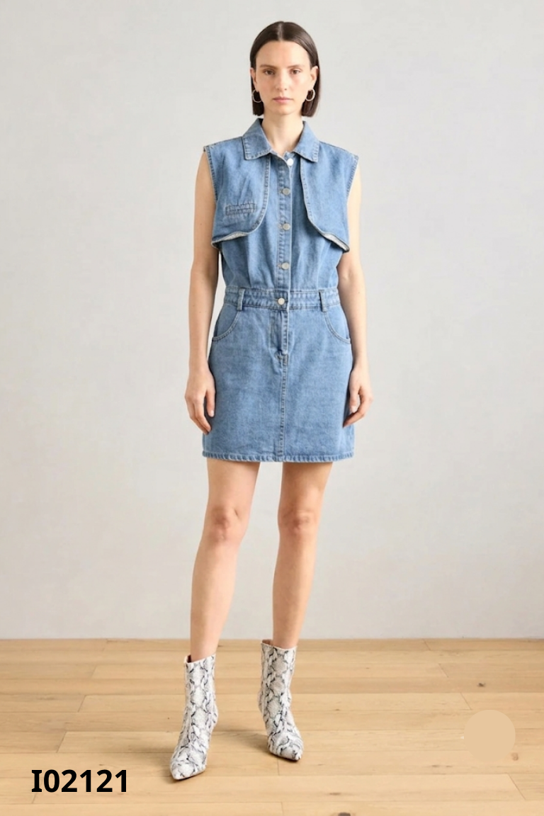 Váy jeans xanh sát nách