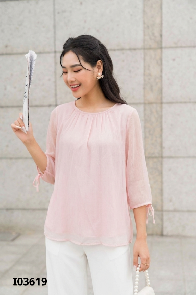 Áo voan LIIN hồng đào