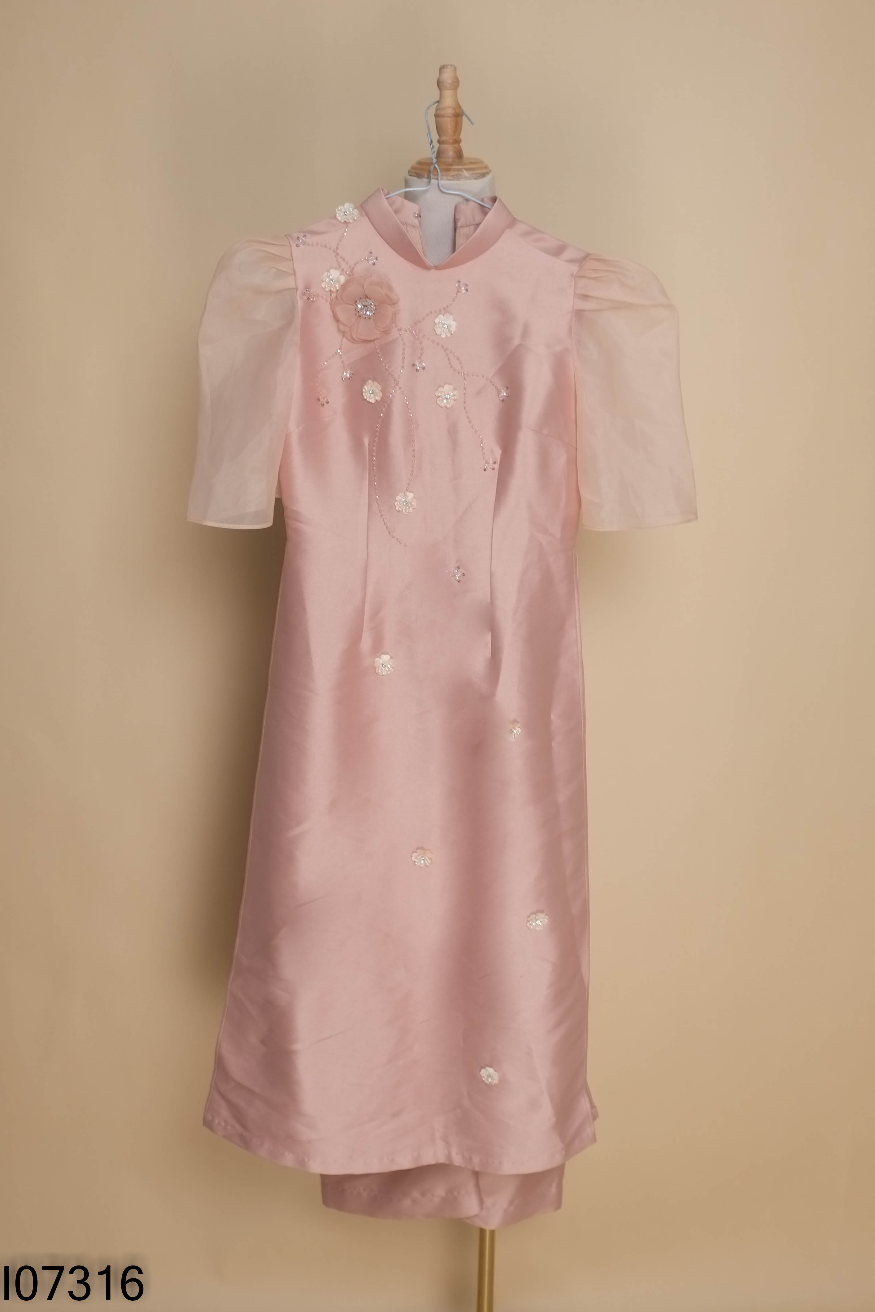 SET áo dài hồng đính hoa+ quần
