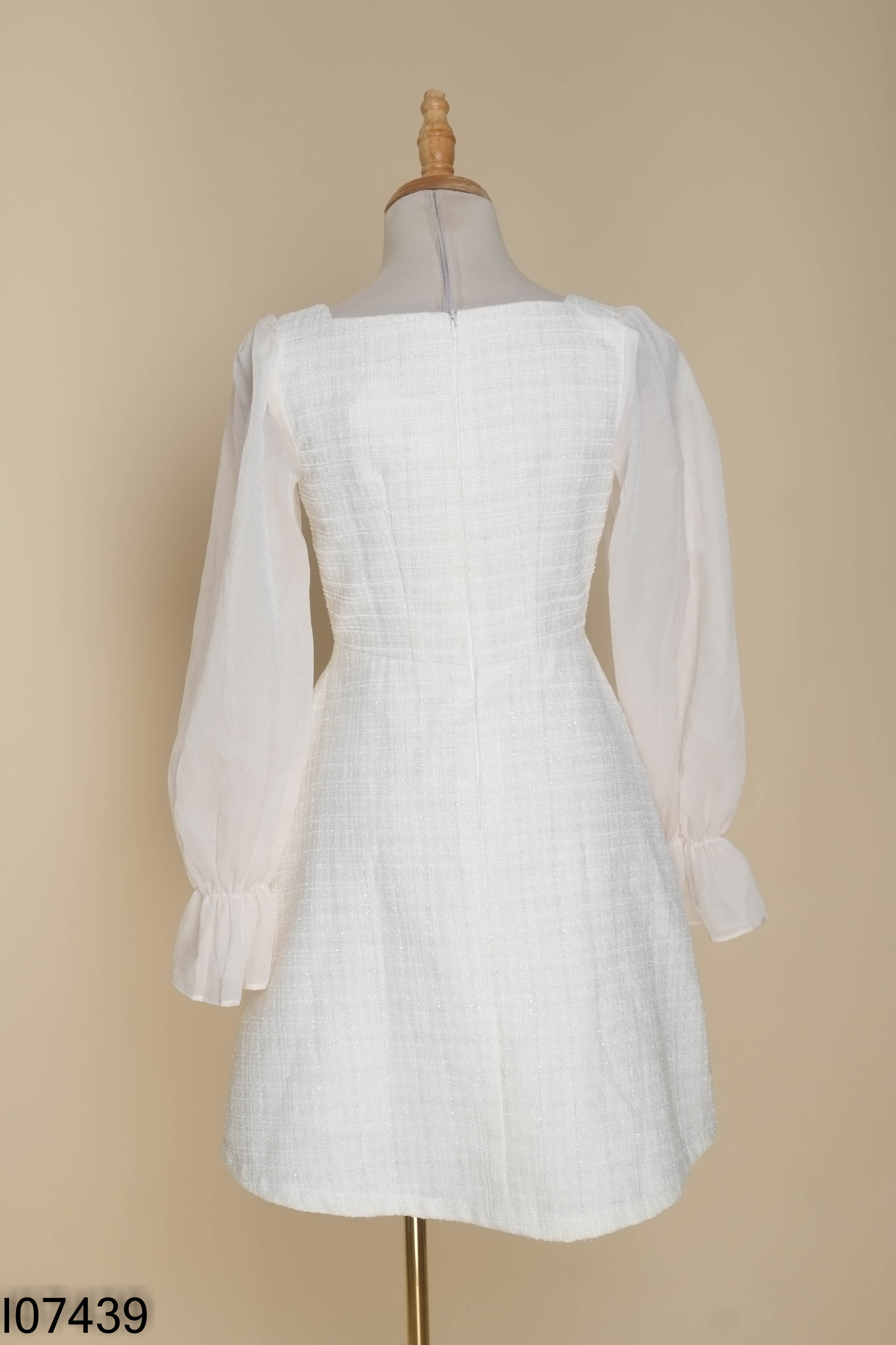 Váy tweed be BUN DESIGN họa tiết nơ nhung