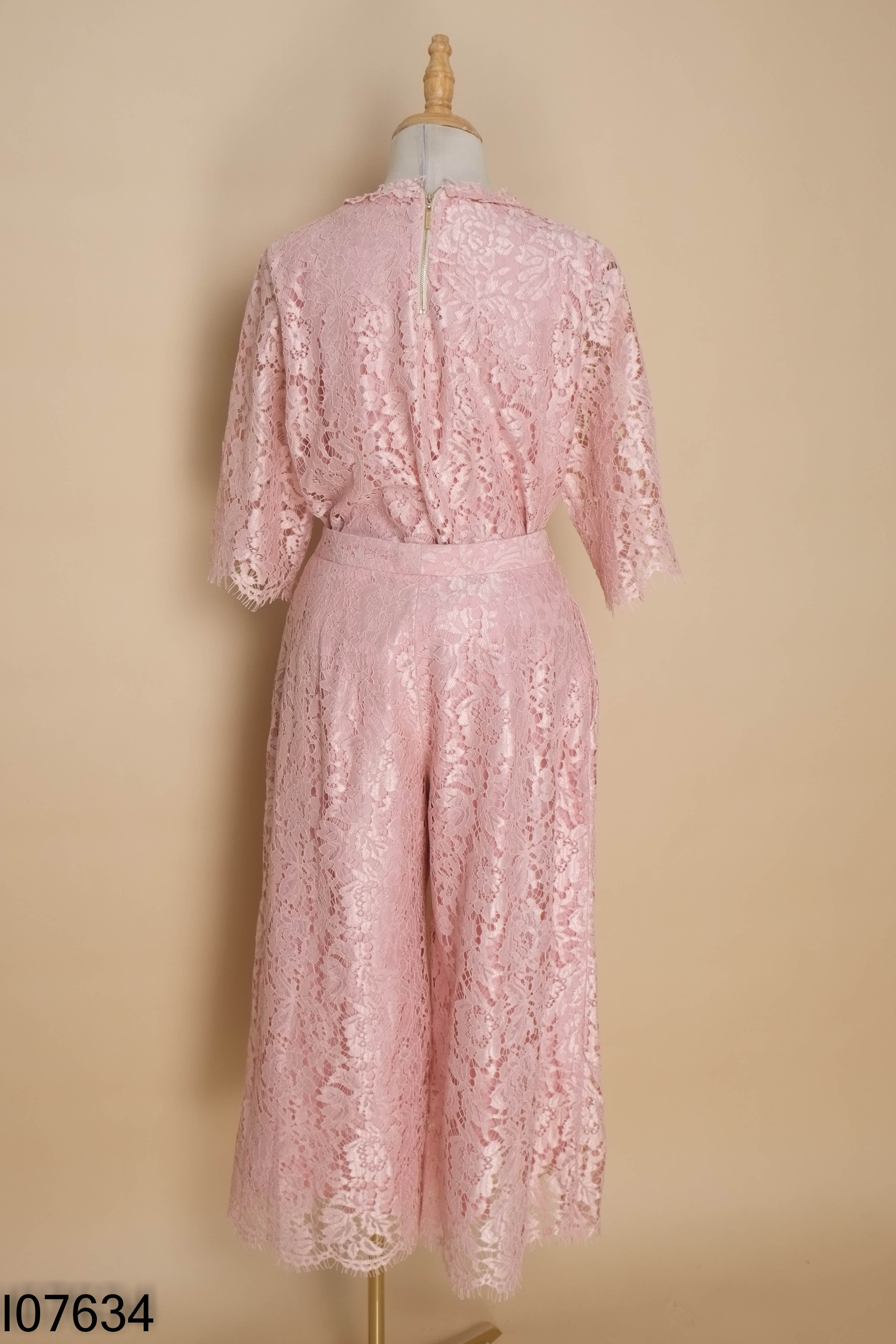 Set ELISE áo + quần hồng ren hoa