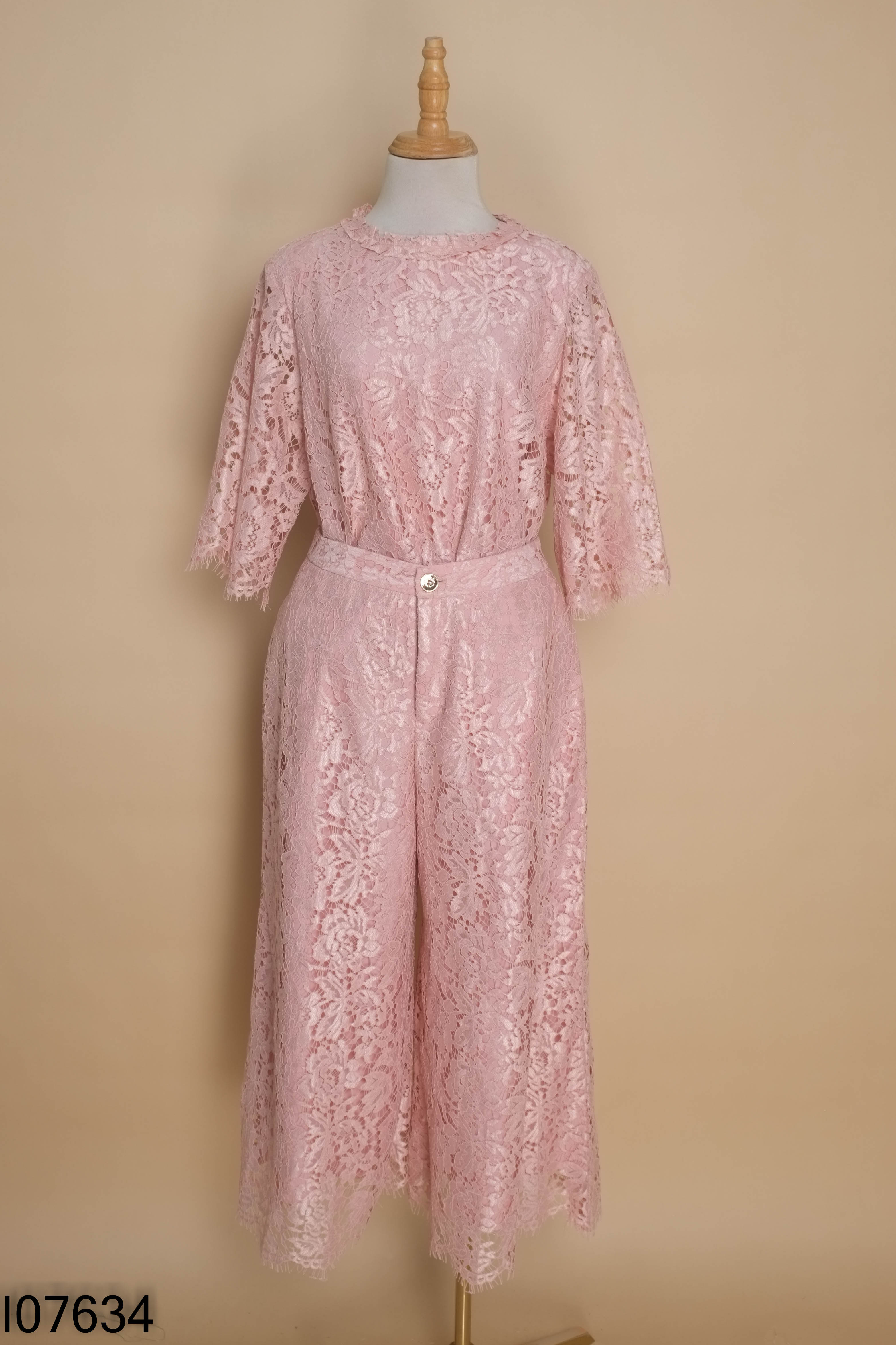 Set ELISE áo + quần hồng ren hoa