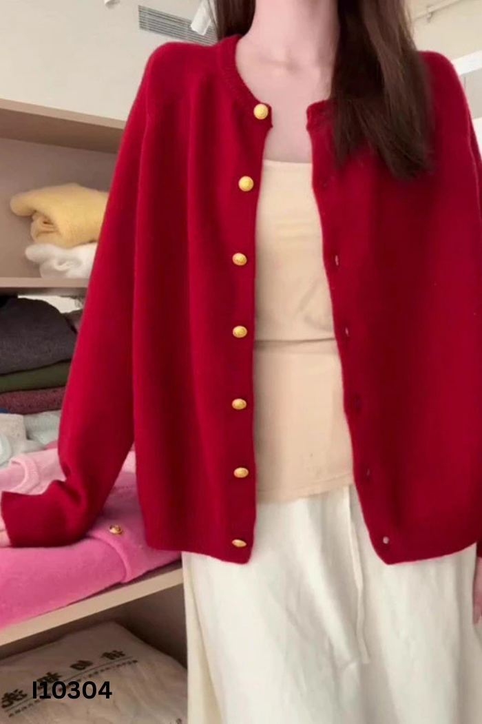 Áo len cardigan đỏ