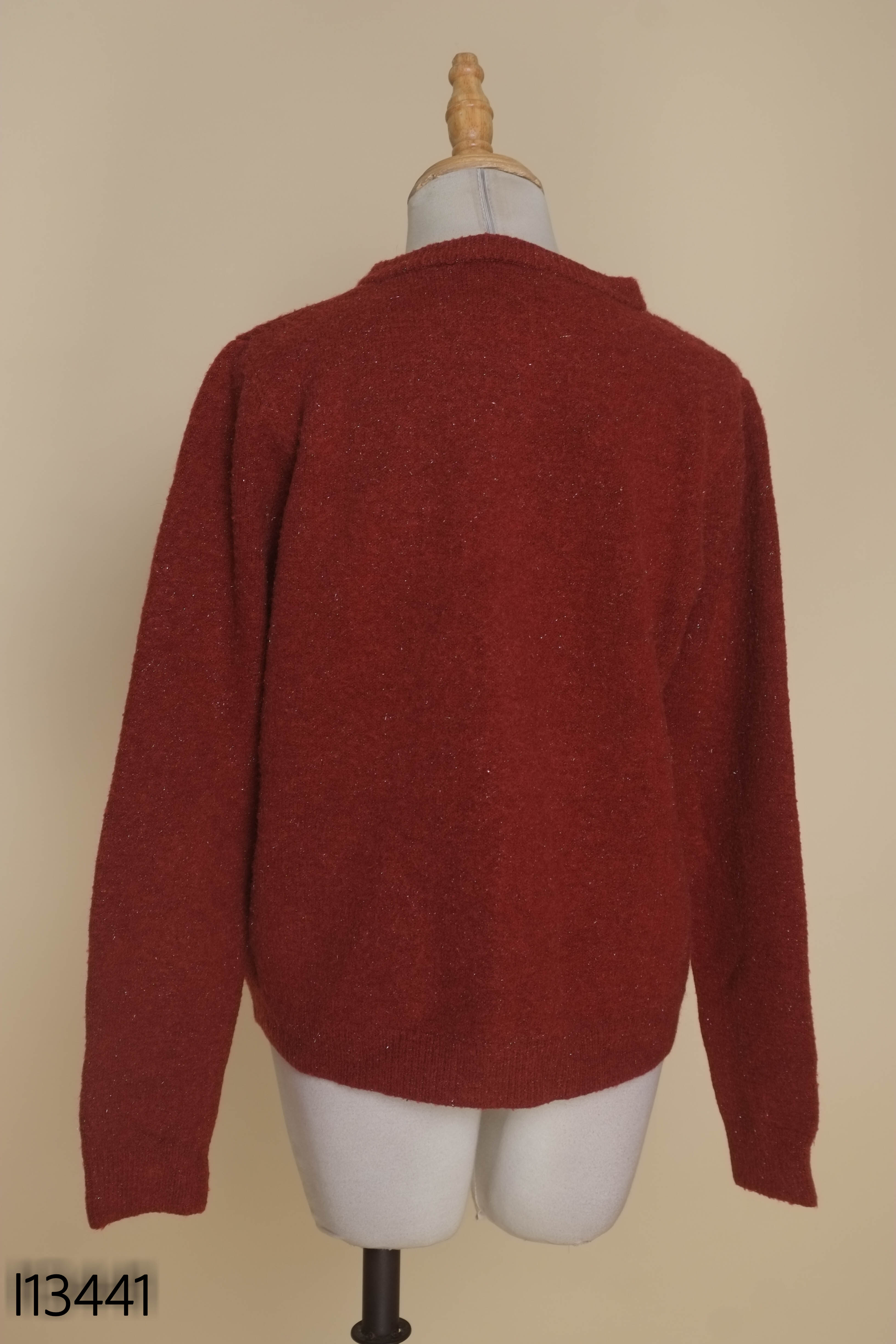 Cardigan len đỏ kim tuyến