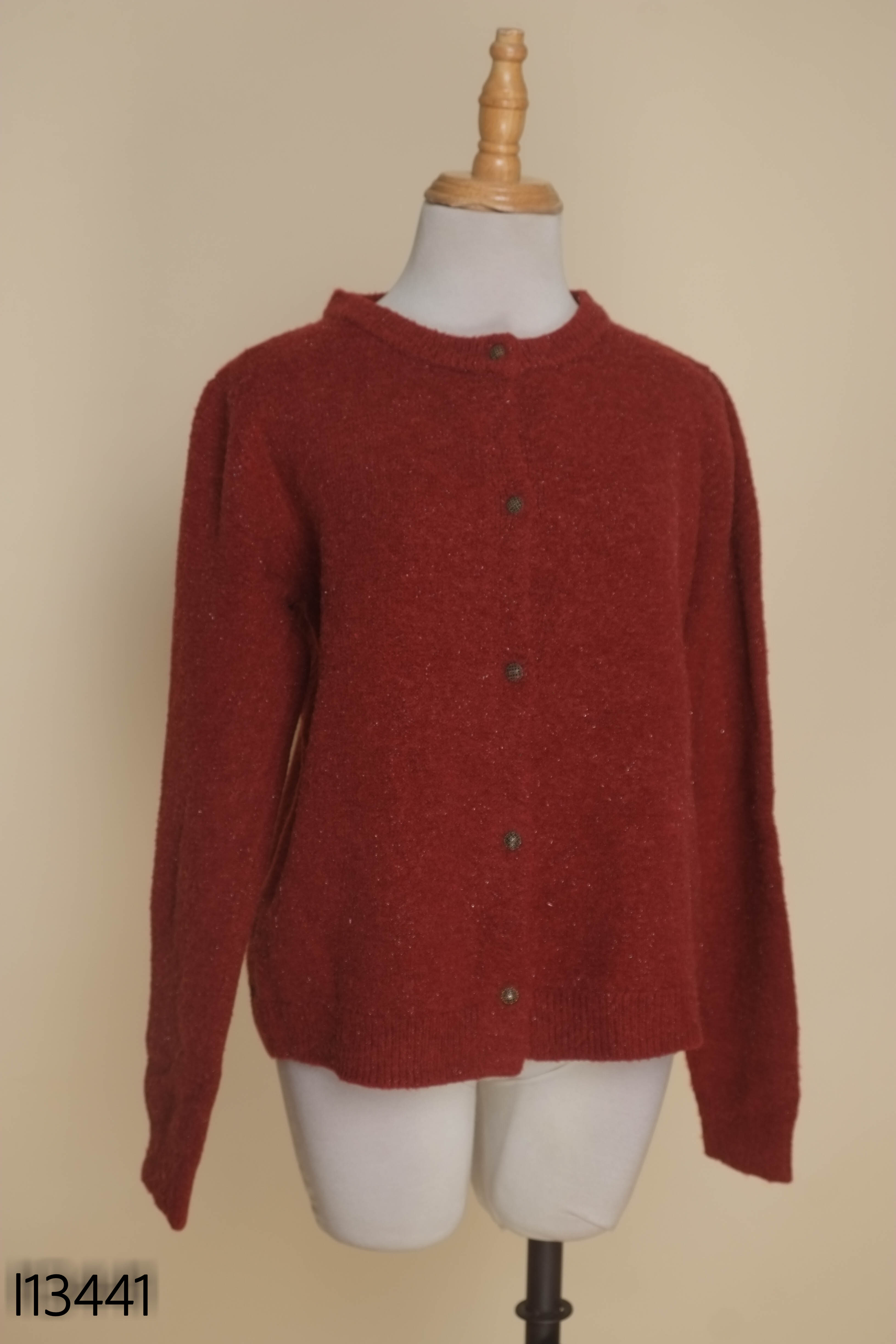 Cardigan len đỏ kim tuyến