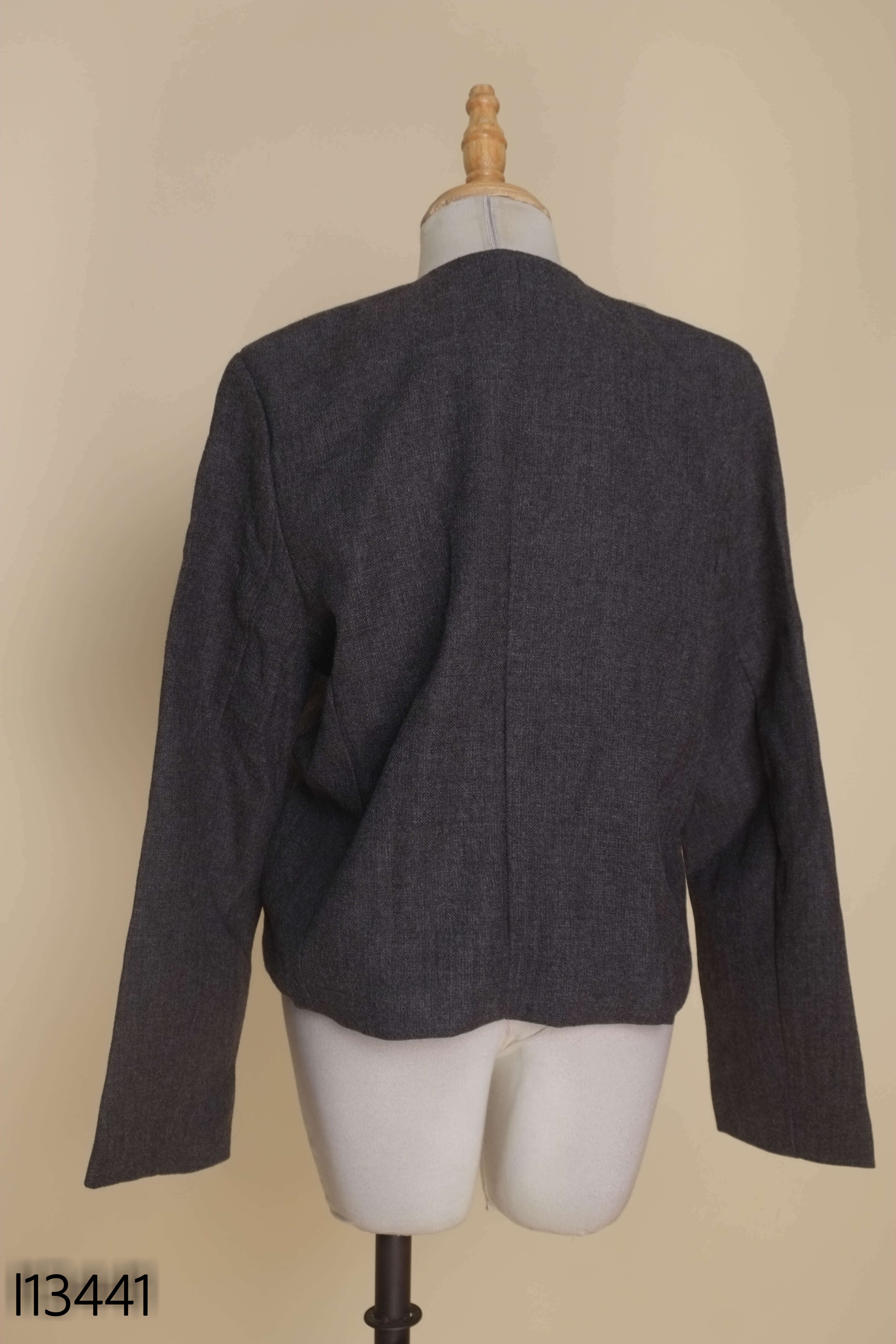 Áo dạ tweed ghi cổ tròn