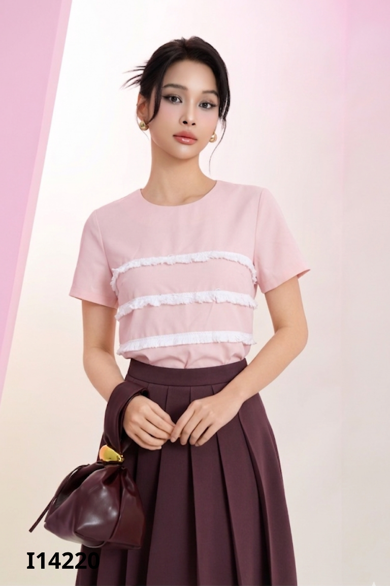 Áo IVYYOU hồng khóa kéo
