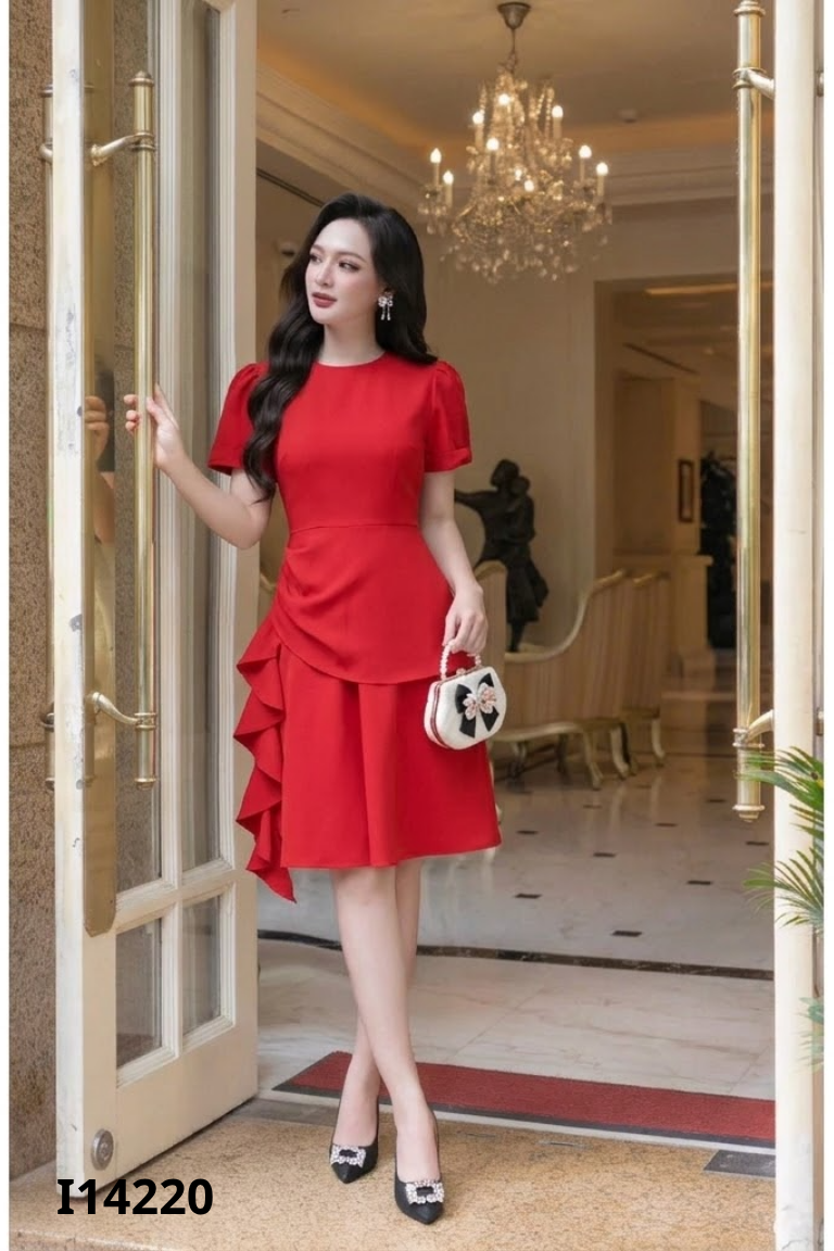 Váy đỏ 2 tầng sang chảnh