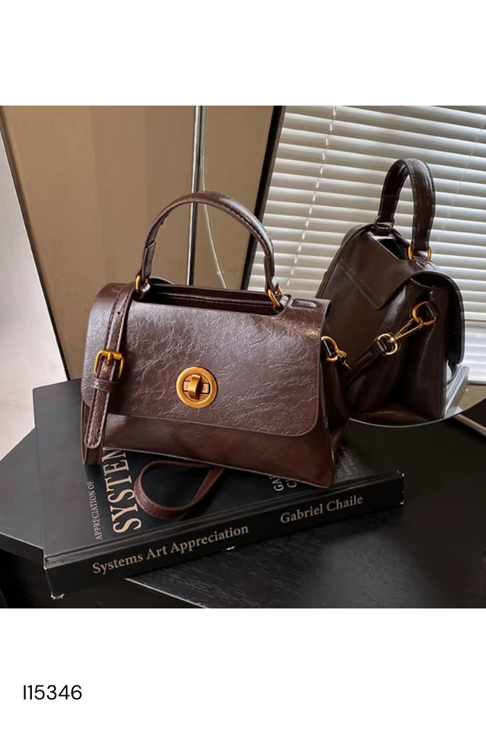 Túi da nâu khóa vàng (khóa trầy nhẹ)