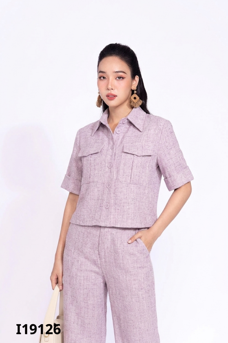 Set dạ tím HÉLENE DE PARIS+quần