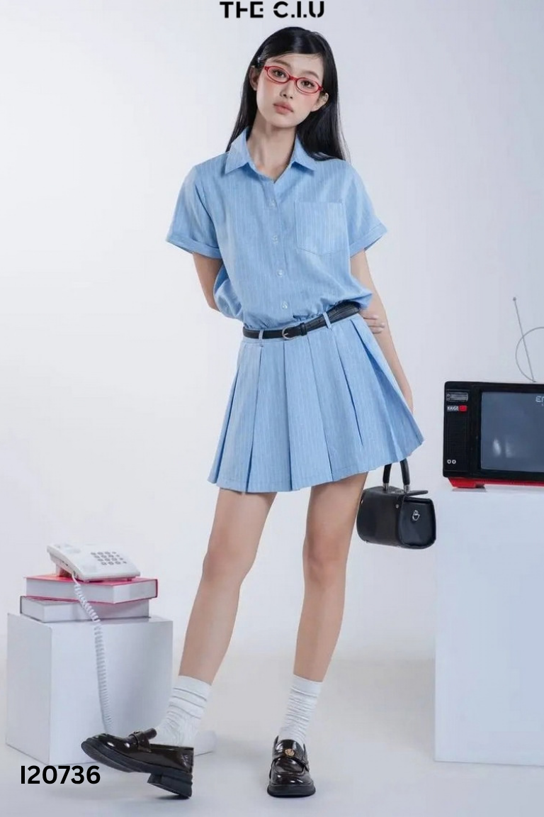 Váy THE C.I.U xanh kẻ