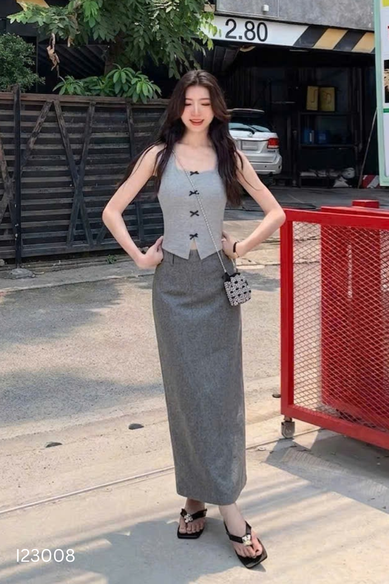 Chân váy dạ xám