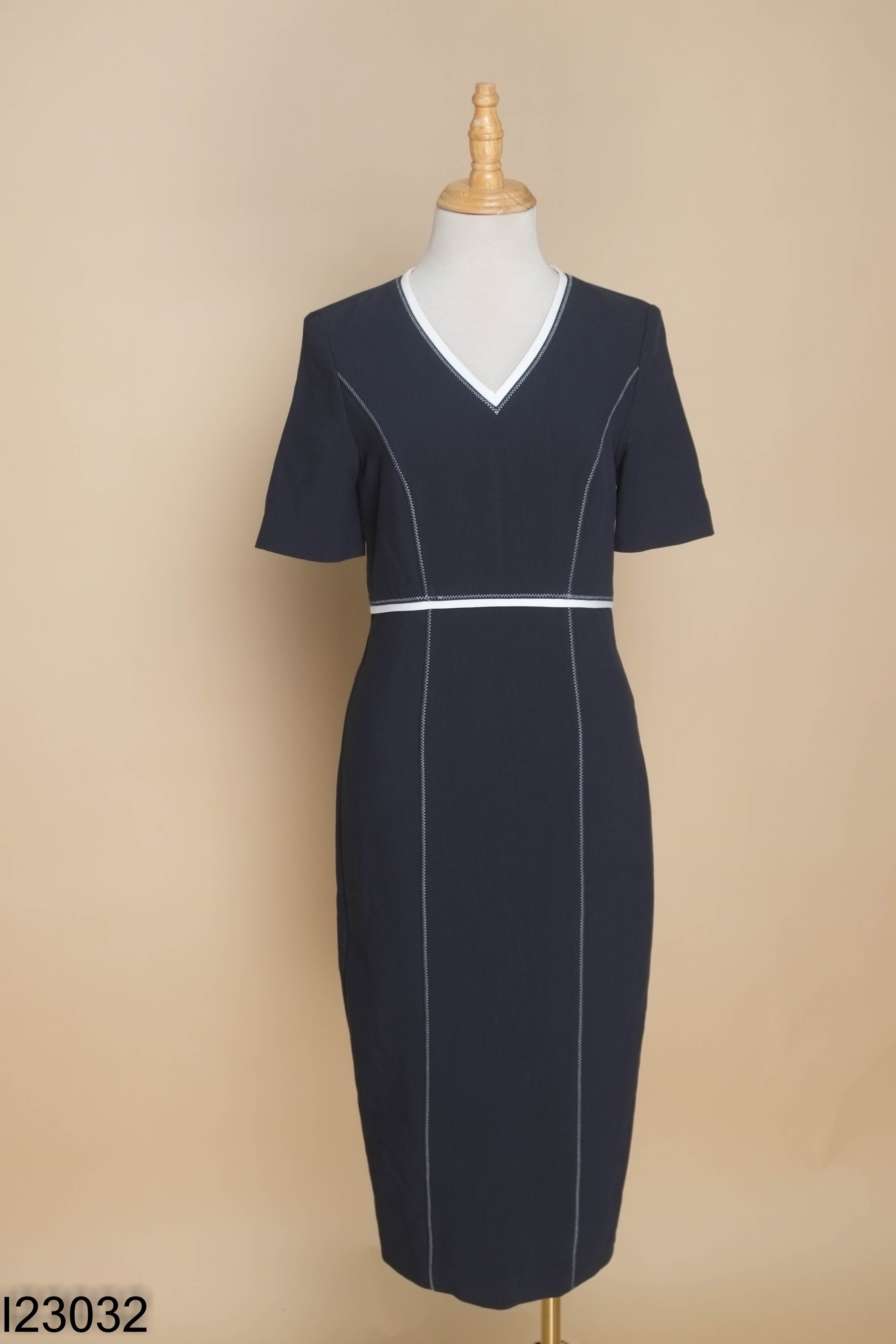 Váy M&S COLLECTION xanh than viền trắng