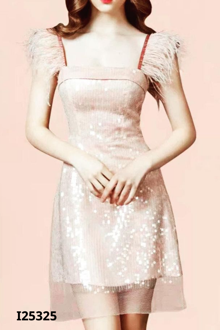 Váy hai dây hồng VIJIAYI đính hạt nhỏ