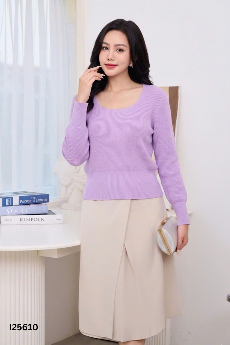 Áo len tím trơn