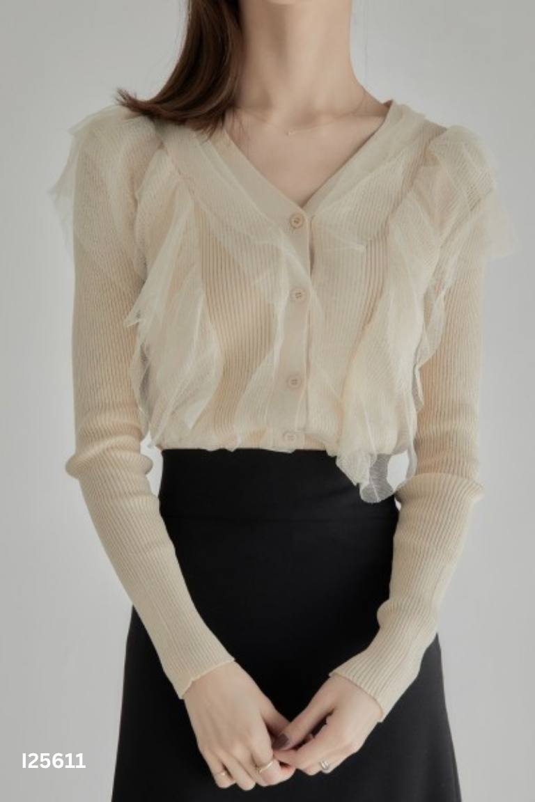 Áo len be phối voan lưới