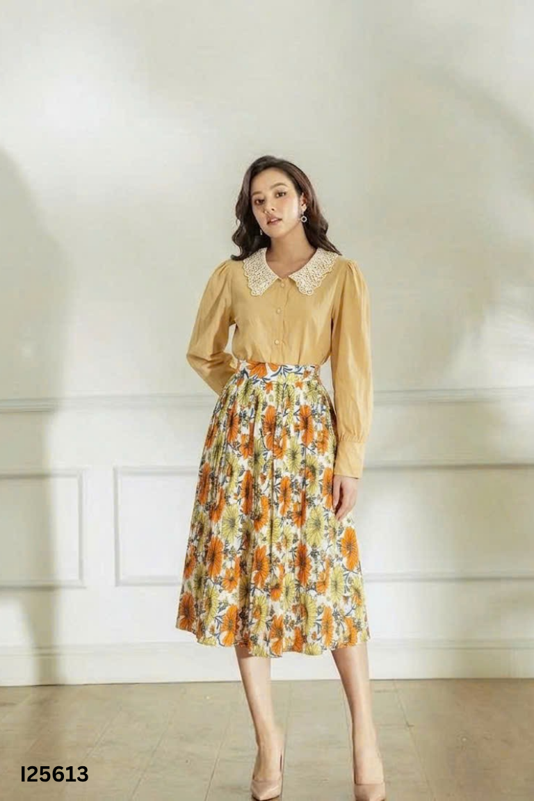 Set bộ vàng+váy hoa