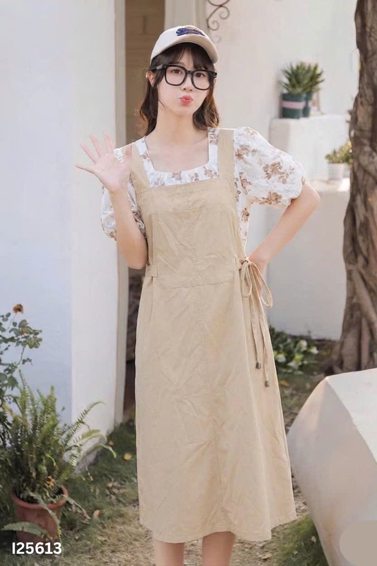 Set áo váy yếm be