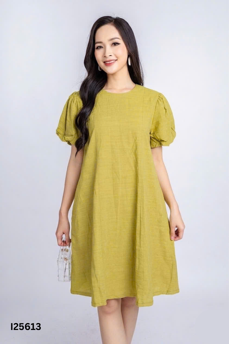 NEWTAG váy UP.STU xanh tay bồng