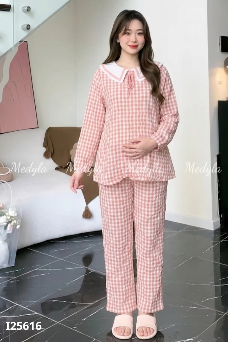 Set bộ ngủ hồng kẻ+quần MEDYLA