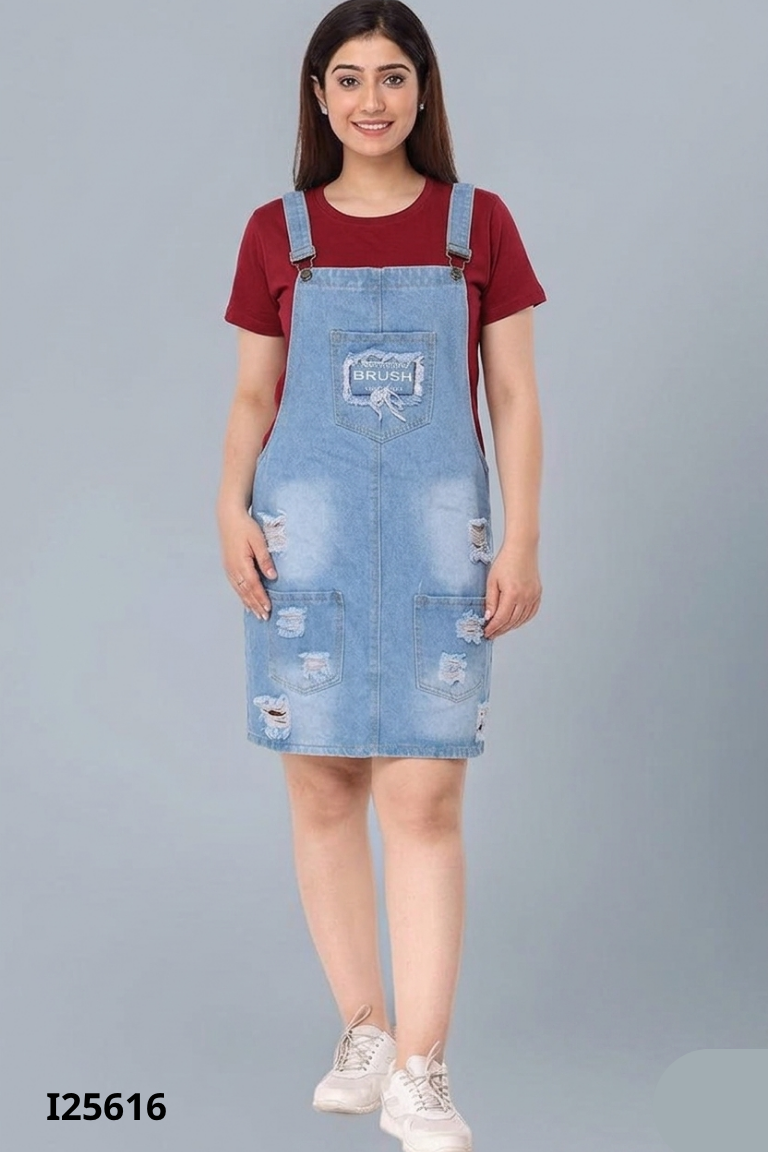Set áo đỏ+váy yếm jeans