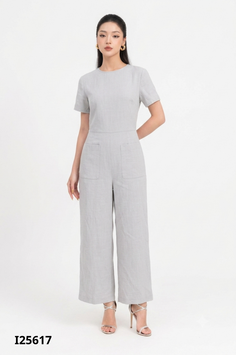I2561710101-Jumpsuit NEWDAY xám dáng dài