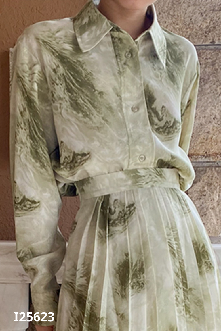 Áo sơ mi xanh be loang
