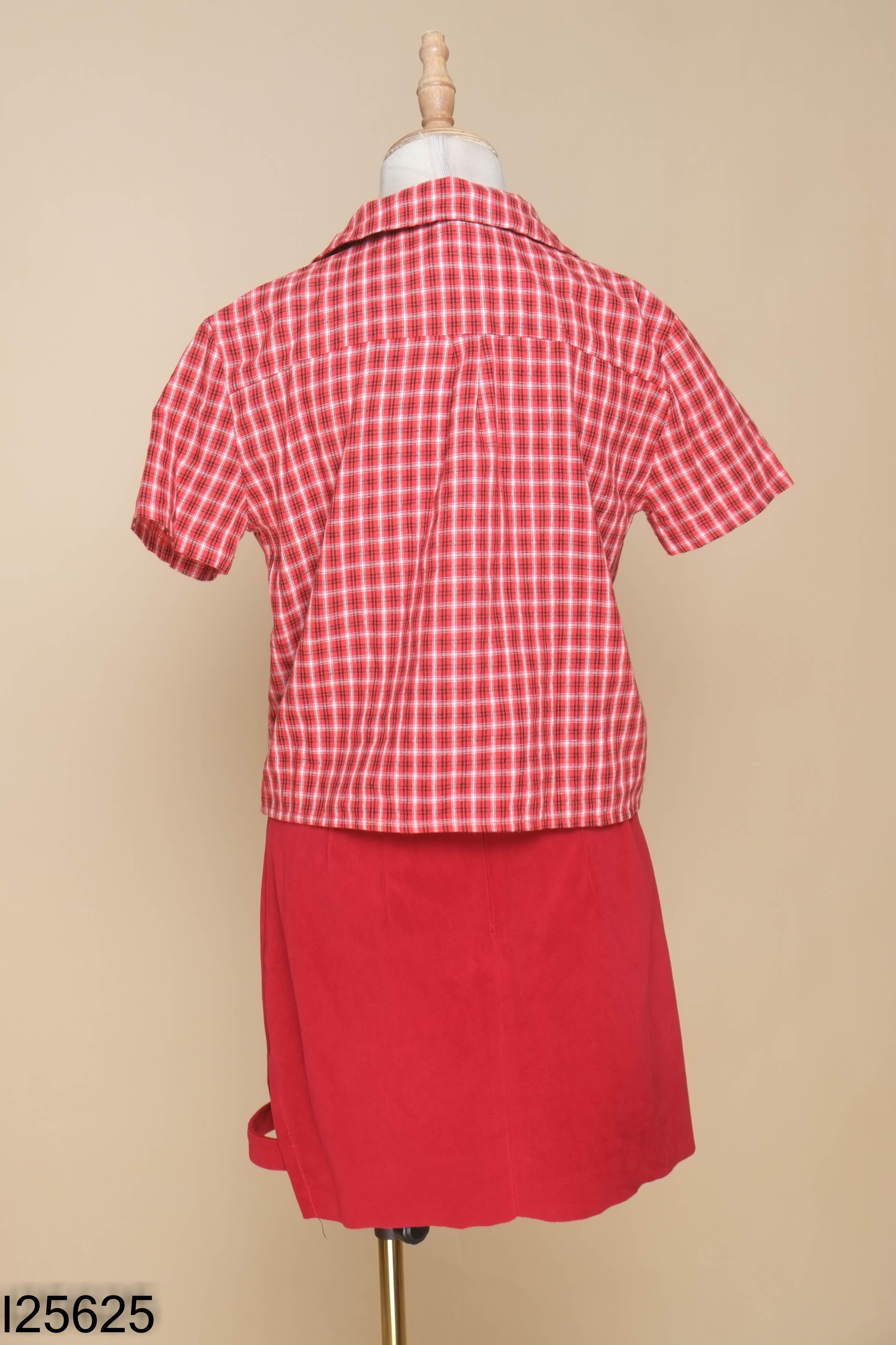 SET áo đỏ kẻ+ chân váy đỏ