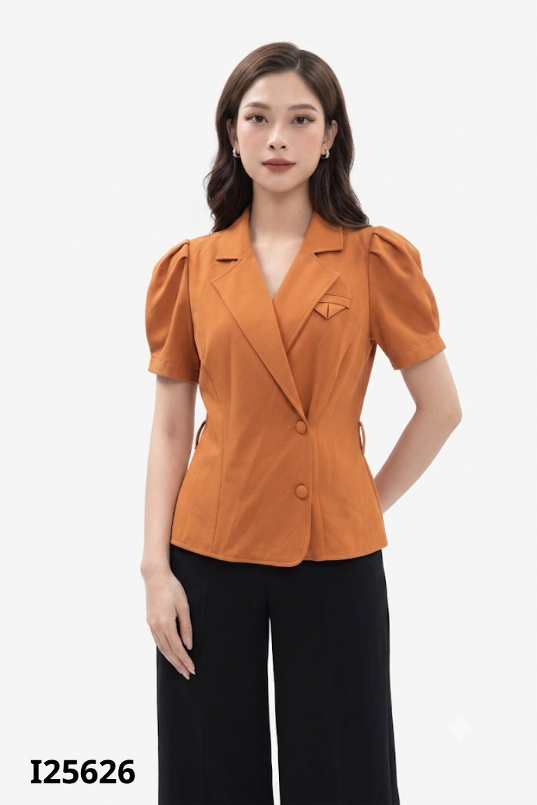 Áo khoác nâu cổ vest