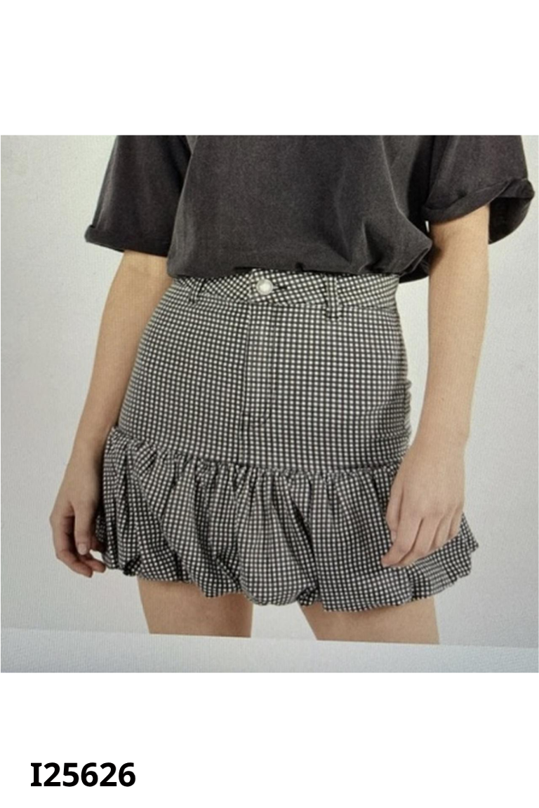 Chân váy BERSHKA xám kẻ caro