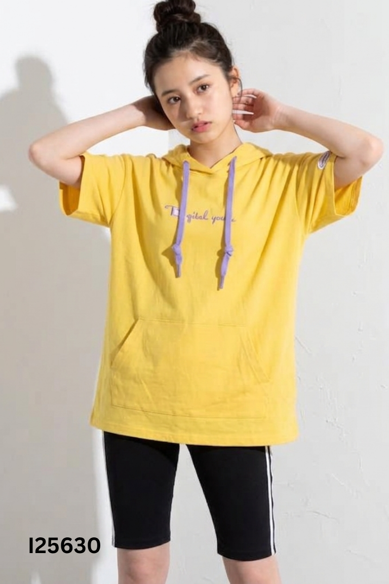 Áo hoodie vàng tay cộc