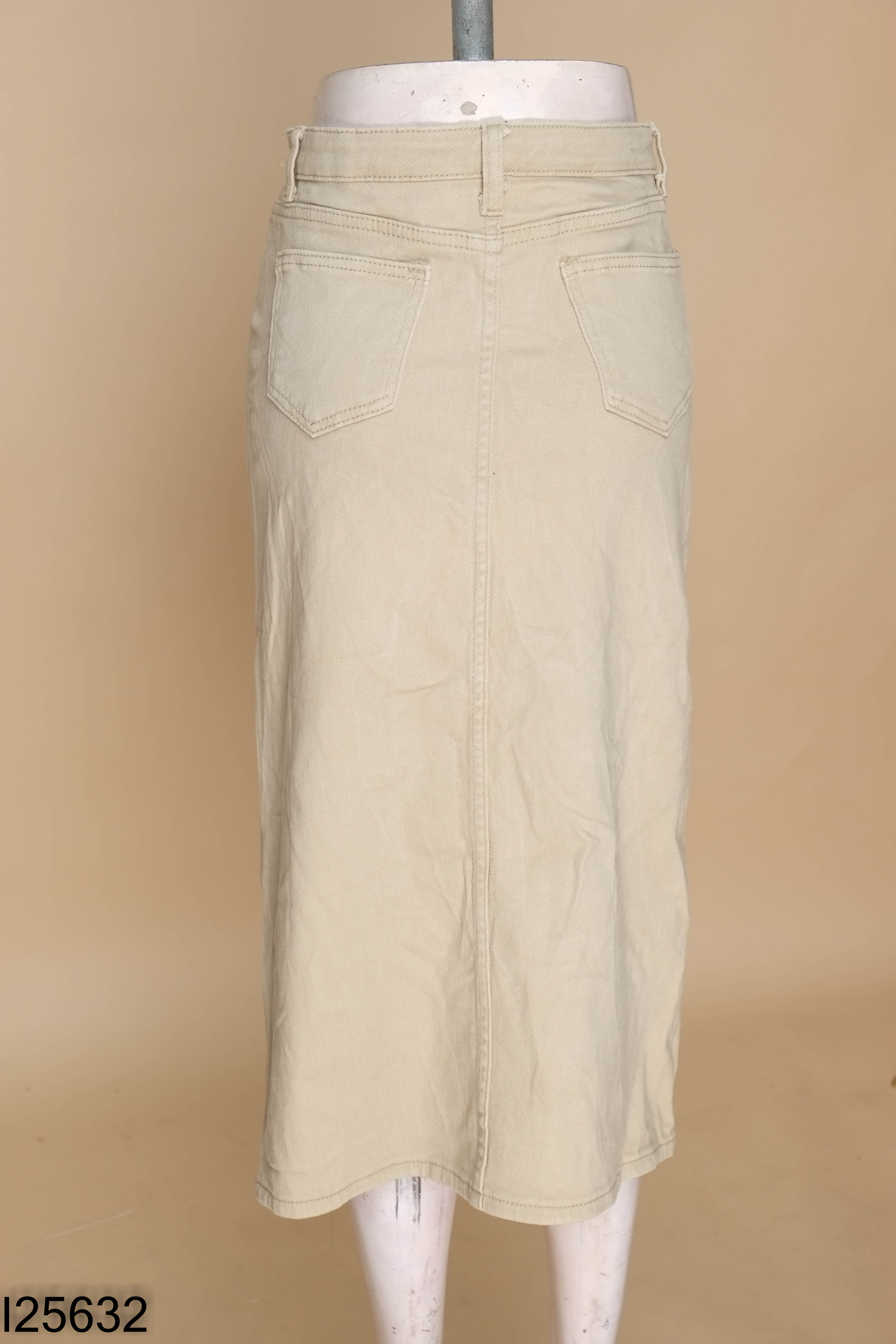 Chân váy jeans be trơn dài