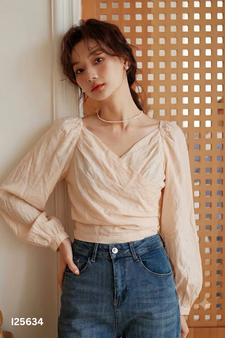 Áo be chéo ngực khóa kéo