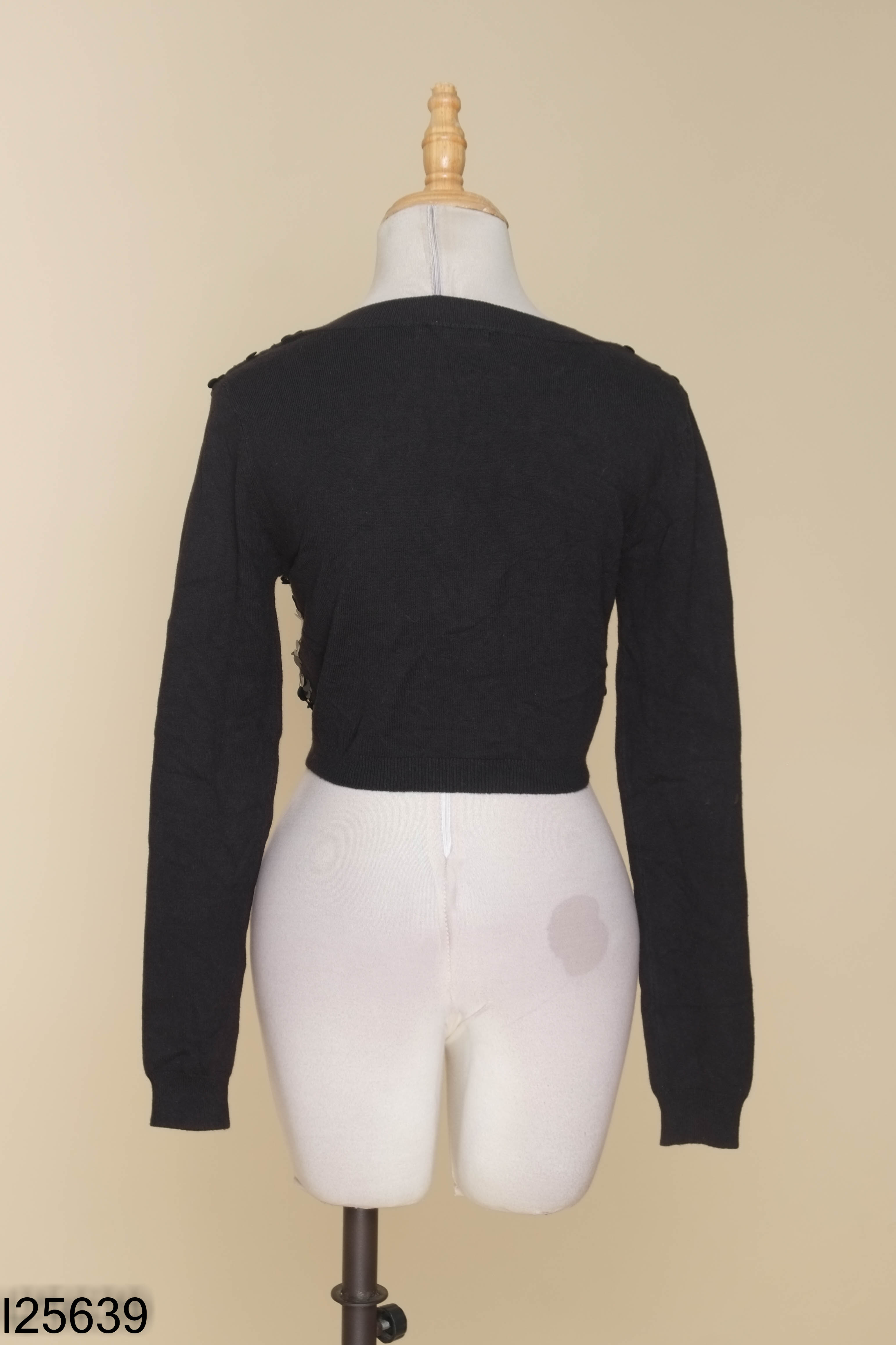 I2563910083-Áo cardigans PROMOD đen đính hạt