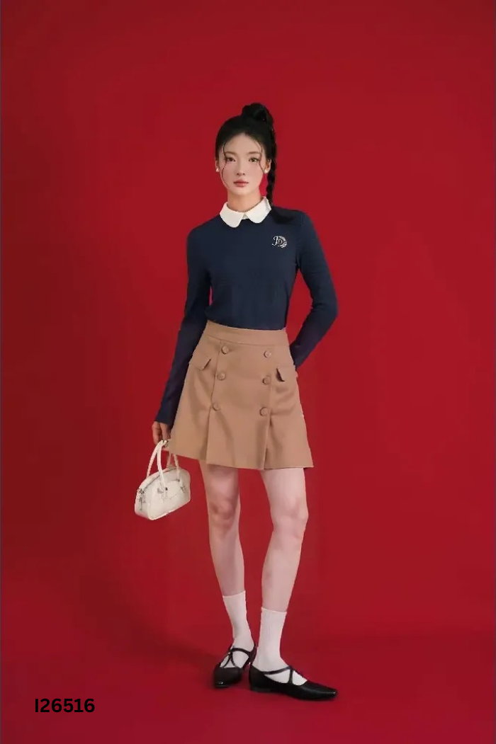 Chân váy JM DESIGN nâu phối khuy