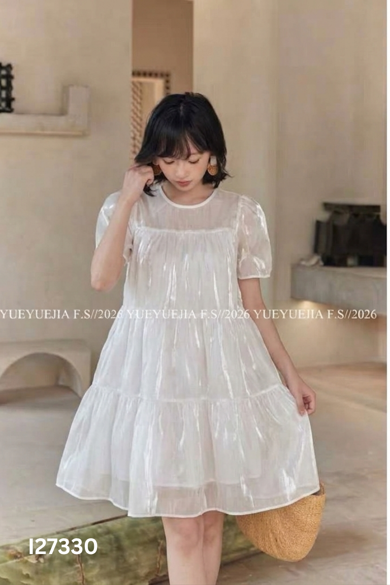 Váy voan tơ trắng trơn