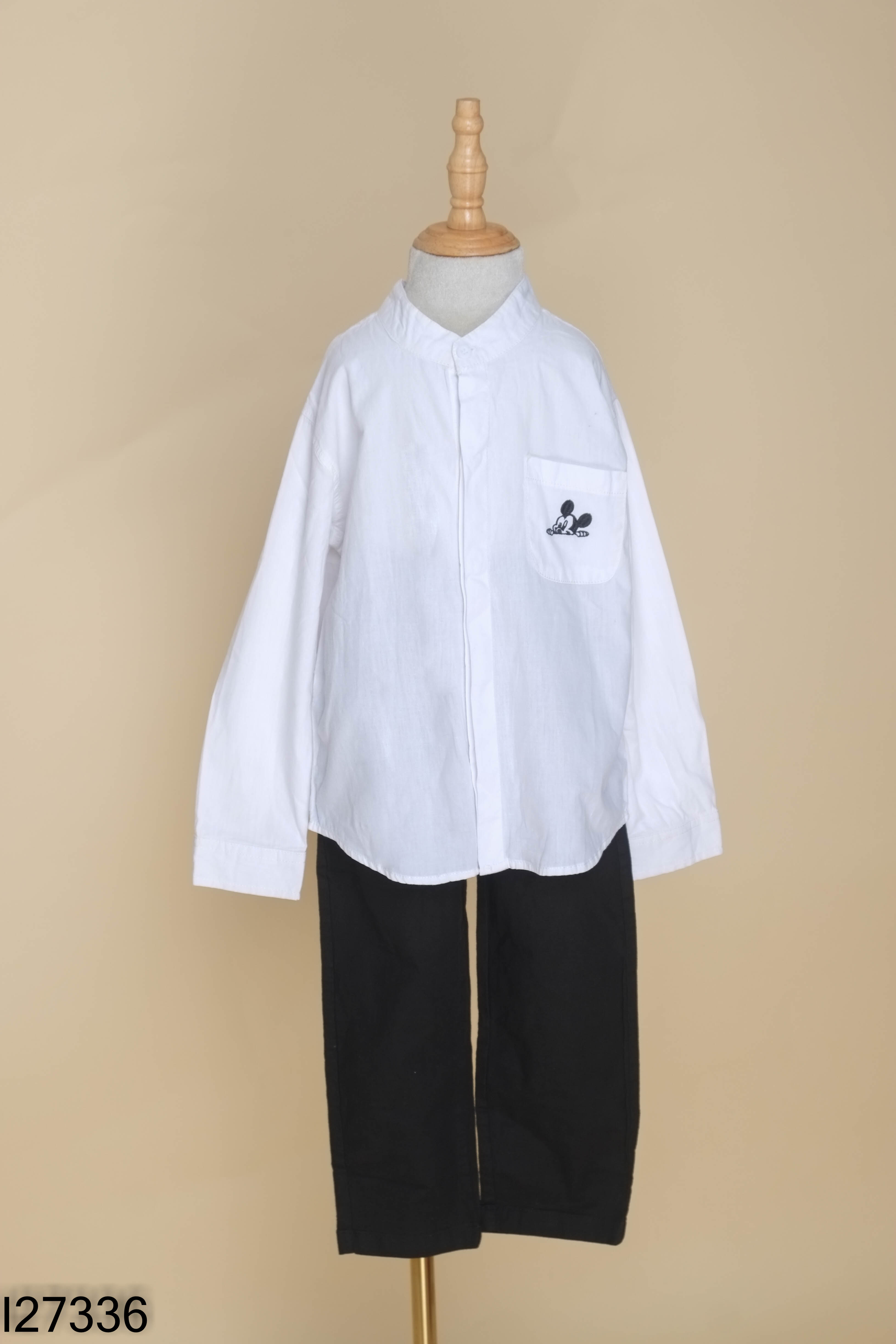 NEWTAG SET Áo BERNIE sơ mi trắng + Quần jeans đen KIDS