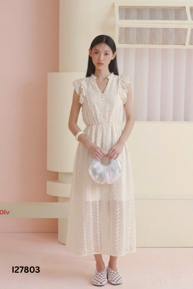Váy be cổ bèo thêu hoa
