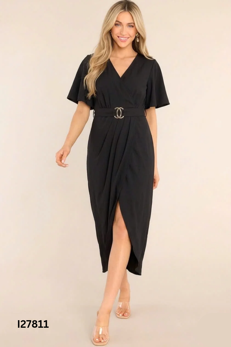 Váy SHEIN đen phối vạt chéo