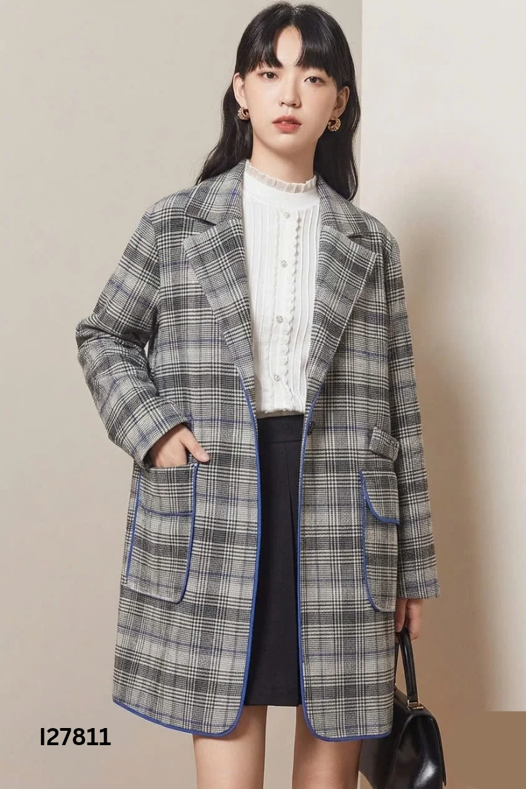 Áo khóa dạ ZARA đen caro KIDS