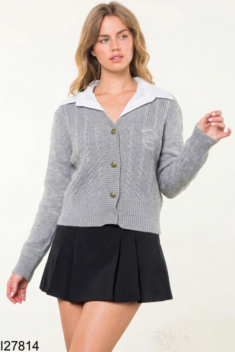 Áo len ghi cúc đồng FOREVER 21