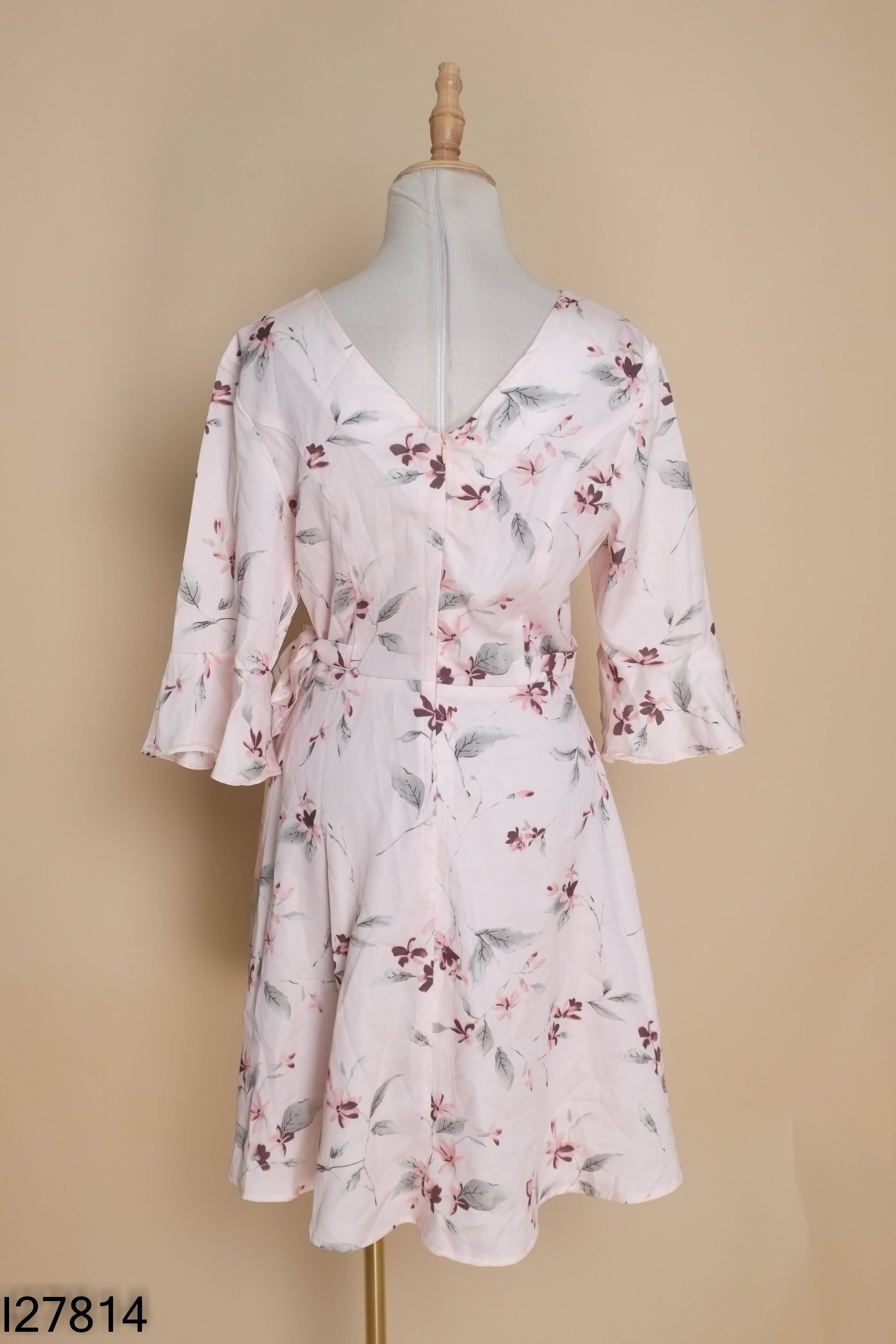 Váy hồng hoa cổ tim AN FASHION