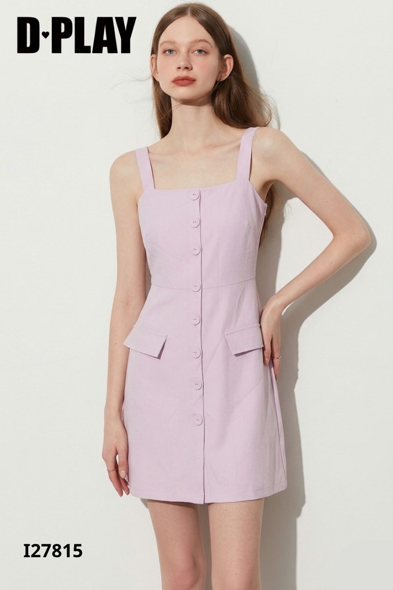 Váy hai dây hồng cúc bọc FASHION