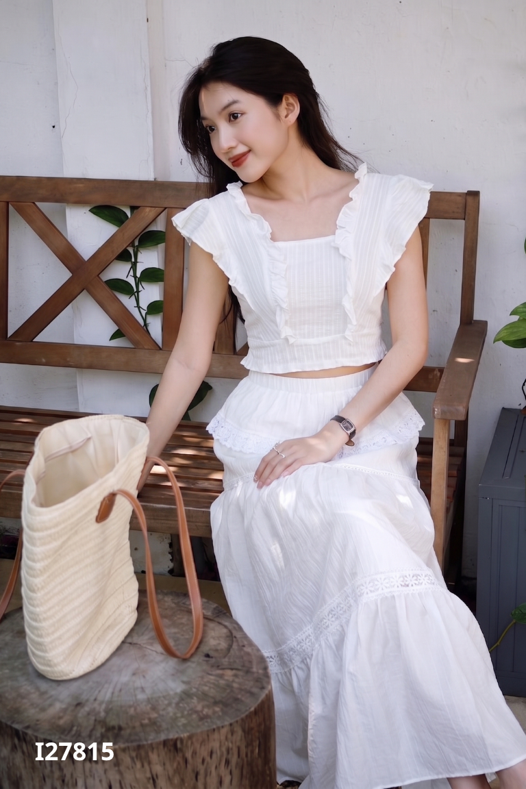 Áo hai dây trắng bèo CHIBAE21