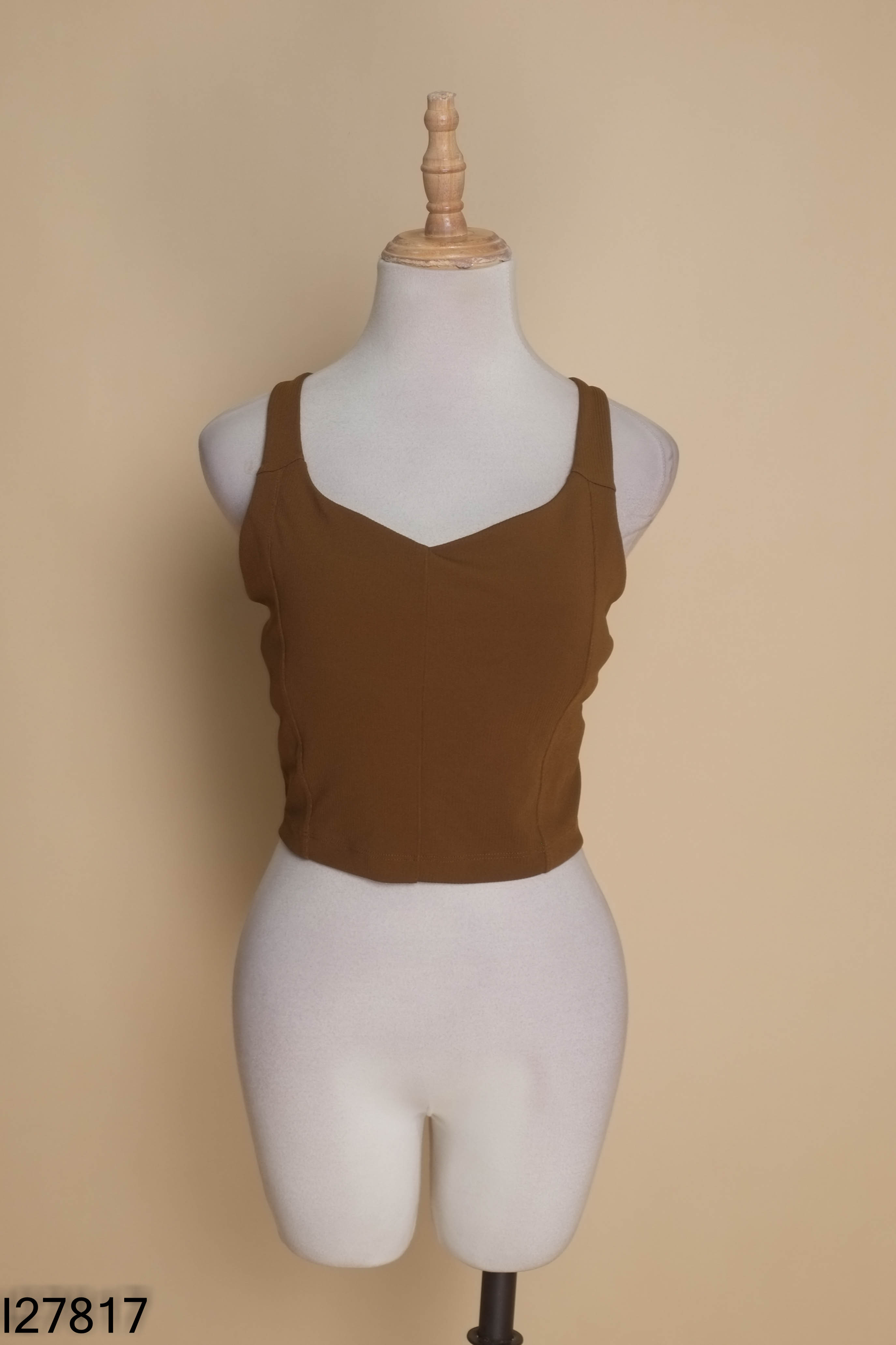 Áo croptop nâu hai dây chéo