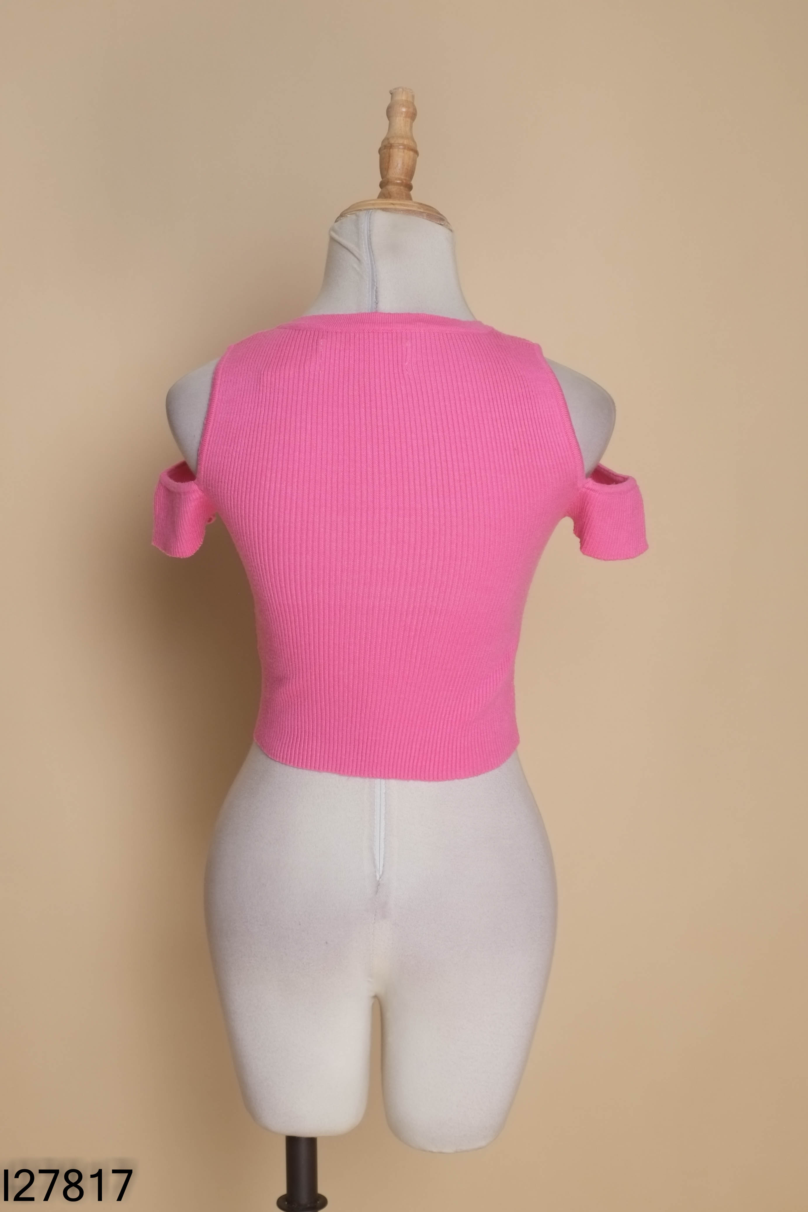 Áo babytee len hồng TINGOAN hở vai